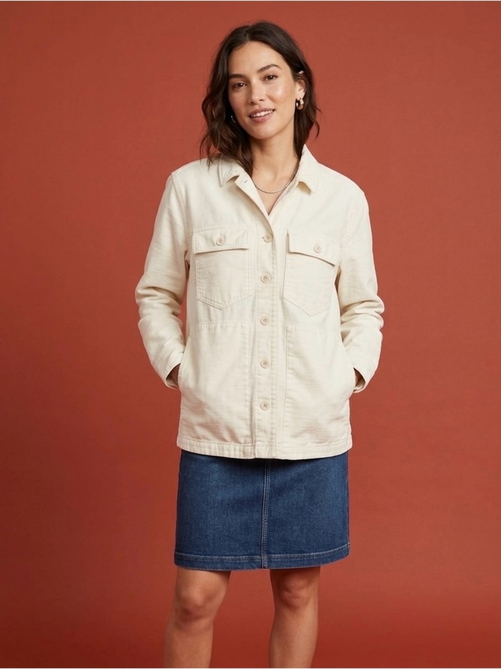 Madewell Drakefield Shirt Women’s Size M US Long Sleeve Jacket Cream Cotton